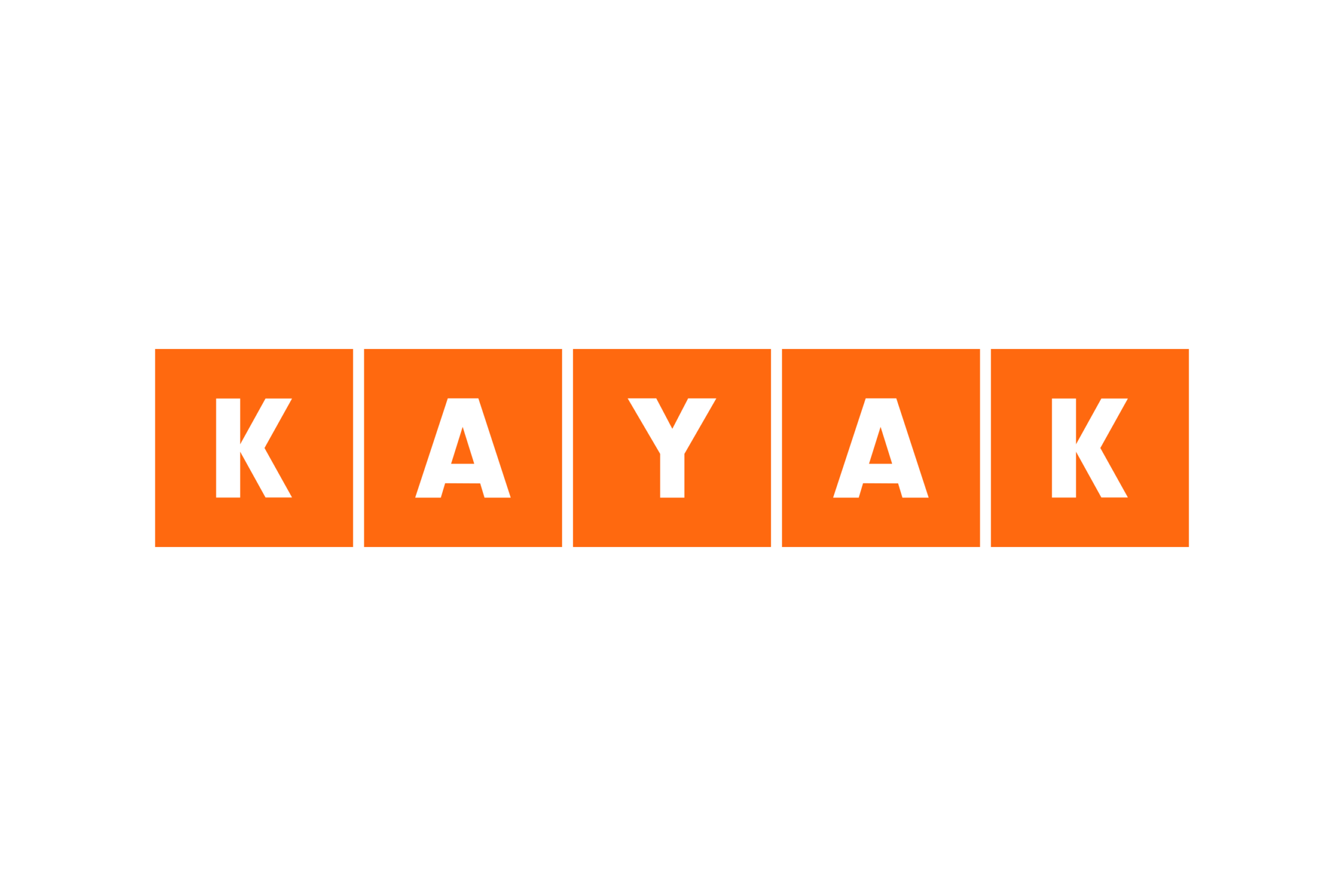 KAYAK logo with orange blocks