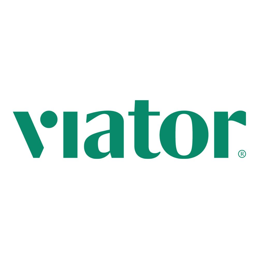 Viator logo in green font on white background.